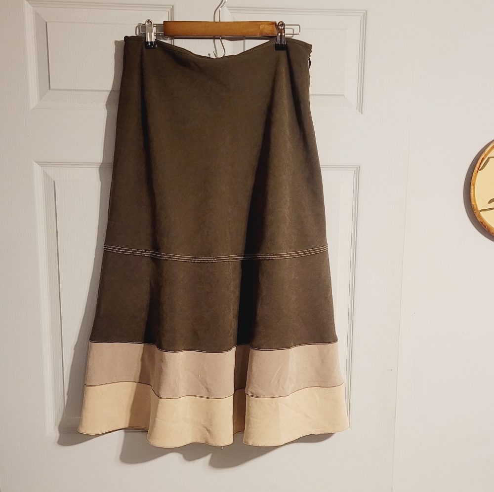 Appraisal A-line boho brown, beige skirt Sz 10